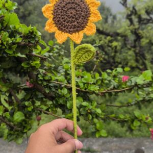 Crochet Sunflower Stem Decor