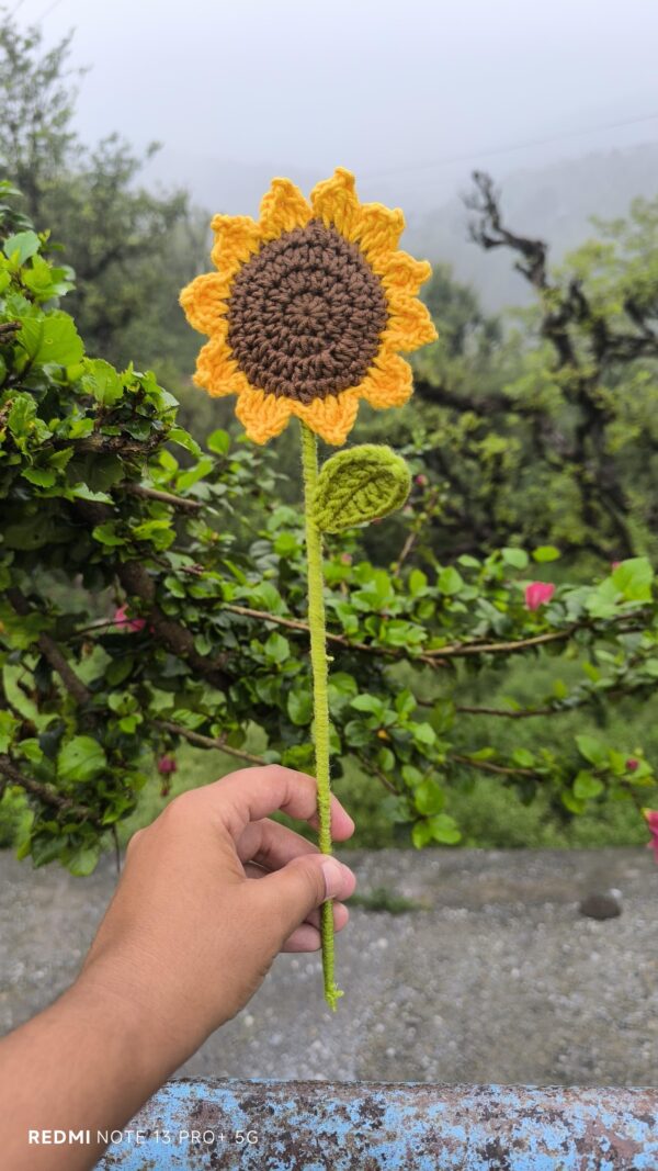 Crochet Sunflower Stem Decor