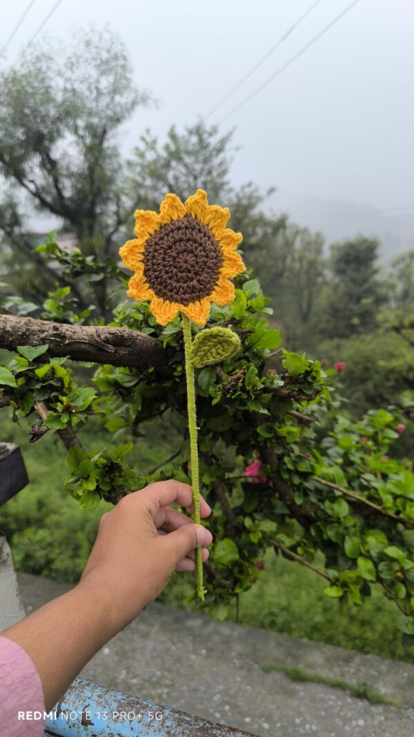 Crochet Sunflower Stem Decor - Image 2