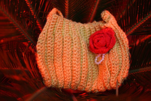 Peach Crochet Flower Purse
