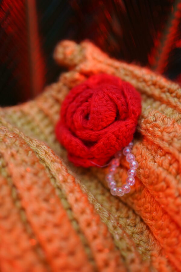 Peach Crochet Flower Purse - Image 2