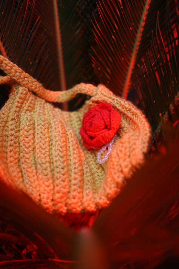 Peach Crochet Flower Purse - Image 3