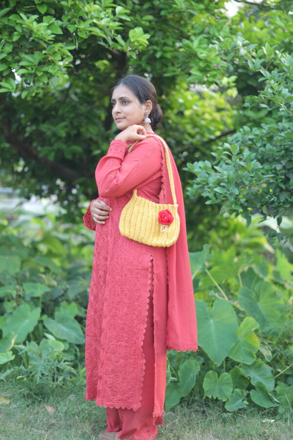 Peach Crochet Flower Purse - Image 5