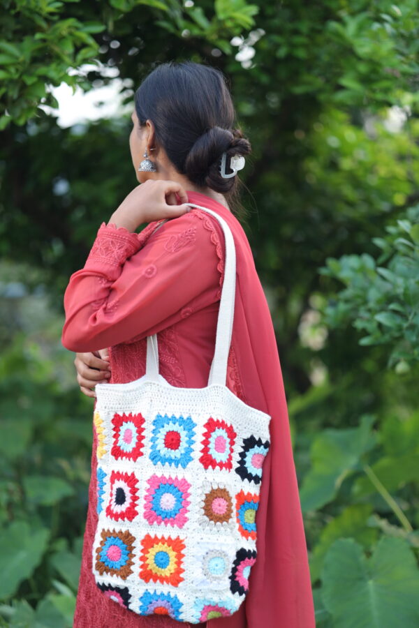 Multicolor Crochet Tote Bag - Image 4
