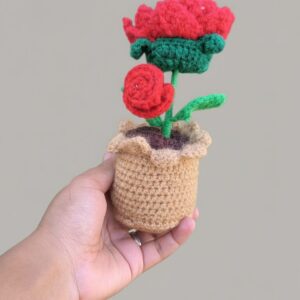 Crochet Rose Pot